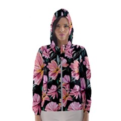 Charming Watercolor Flowers Women s Hooded Windbreaker by GardenOfOphir