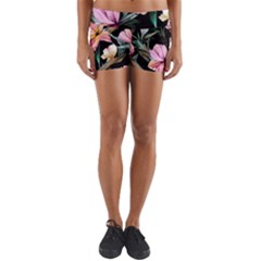 Charming Watercolor Flowers Yoga Shorts by GardenOfOphir