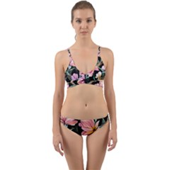 Charming Watercolor Flowers Wrap Around Bikini Set by GardenOfOphir