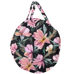 Charming Watercolor Flowers Giant Round Zipper Tote by GardenOfOphir