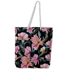 Charming Watercolor Flowers Full Print Rope Handle Tote (large) by GardenOfOphir