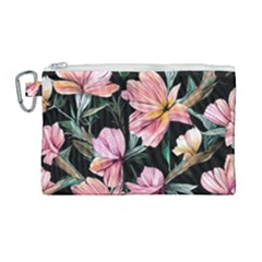 Charming Watercolor Flowers Canvas Cosmetic Bag (large) by GardenOfOphir