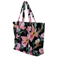 Charming Watercolor Flowers Zip Up Canvas Bag by GardenOfOphir