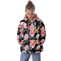 Charming Watercolor Flowers Kids  Oversized Hoodie by GardenOfOphir