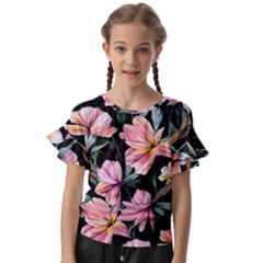 Charming Watercolor Flowers Kids  Cut Out Flutter Sleeves by GardenOfOphir