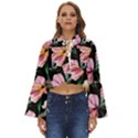 Charming Watercolor Flowers Boho Long Bell Sleeve Top View1