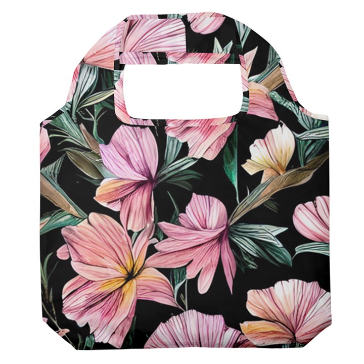 Charming Watercolor Flowers Premium Foldable Grocery Recycle Bag