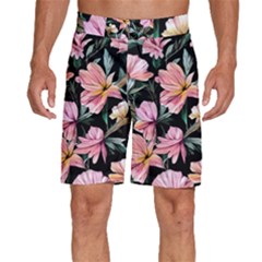 Charming Watercolor Flowers Men s Beach Shorts