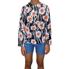 Dazzling Watercolor Flowers Kids  Long Sleeve Swimwear by GardenOfOphir