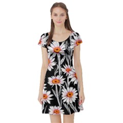 Dazzling Watercolor Flowers Short Sleeve Skater Dress by GardenOfOphir