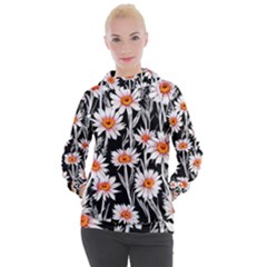 Dazzling Watercolor Flowers Women s Hooded Pullover