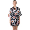 Dazzling watercolor flowers Half Sleeve Satin Kimono  View1