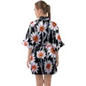 Dazzling watercolor flowers Half Sleeve Satin Kimono  View2