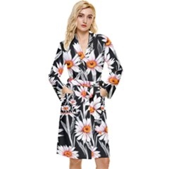 Dazzling Watercolor Flowers Long Sleeve Velvet Robe by GardenOfOphir