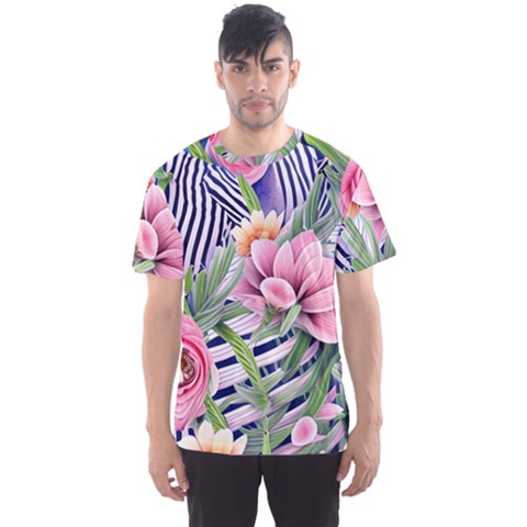 Luxurious Watercolor Flowers Men s Sport Mesh Tee by GardenOfOphir