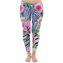 Luxurious Watercolor Flowers Classic Winter Leggings by GardenOfOphir