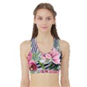 Luxurious watercolor flowers Sports Bra with Border View1