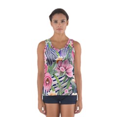 Luxurious Watercolor Flowers Sport Tank Top  by GardenOfOphir