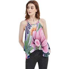 Luxurious Watercolor Flowers Flowy Camisole Tank Top by GardenOfOphir