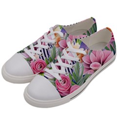 Luxurious Watercolor Flowers Men s Low Top Canvas Sneakers by GardenOfOphir