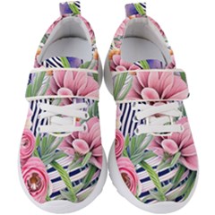 Luxurious Watercolor Flowers Kids  Velcro Strap Shoes by GardenOfOphir