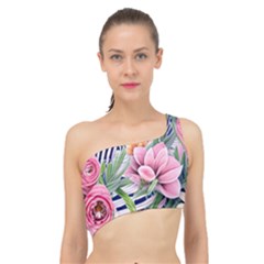 Luxurious Watercolor Flowers Spliced Up Bikini Top  by GardenOfOphir