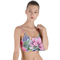 Luxurious Watercolor Flowers Layered Top Bikini Top  by GardenOfOphir