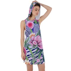 Luxurious Watercolor Flowers Racer Back Hoodie Dress by GardenOfOphir