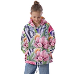 Luxurious Watercolor Flowers Kids  Oversized Hoodie by GardenOfOphir