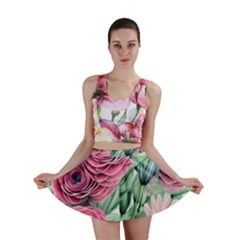 Majestic Watercolor Flowers Mini Skirt by GardenOfOphir