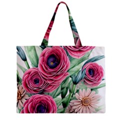 Majestic Watercolor Flowers Zipper Mini Tote Bag by GardenOfOphir