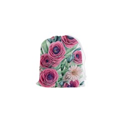 Majestic Watercolor Flowers Drawstring Pouch (xs) by GardenOfOphir