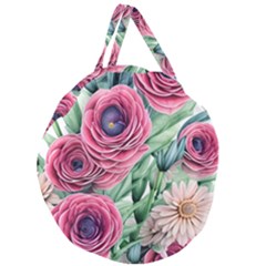 Majestic Watercolor Flowers Giant Round Zipper Tote by GardenOfOphir