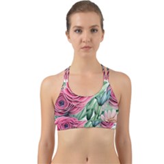 Majestic Watercolor Flowers Back Web Sports Bra by GardenOfOphir