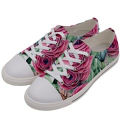 Majestic Watercolor Flowers Men s Low Top Canvas Sneakers by GardenOfOphir