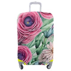 Majestic Watercolor Flowers Luggage Cover (medium) by GardenOfOphir