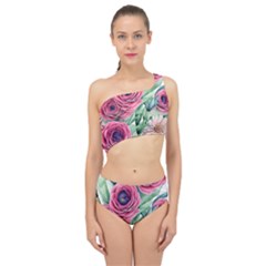 Majestic Watercolor Flowers Spliced Up Two Piece Swimsuit by GardenOfOphir