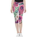 Majestic watercolor flowers Inside Out Lightweight Velour Capri Leggings  View1