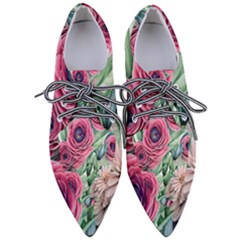 Majestic Watercolor Flowers Pointed Oxford Shoes by GardenOfOphir