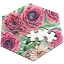 Majestic watercolor flowers Wooden Puzzle Hexagon View2