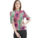 Majestic watercolor flowers Frill Neck Blouse View1