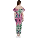 Majestic watercolor flowers Off Shoulder Ruffle Top Jumpsuit View4