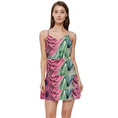 Majestic Watercolor Flowers Short Frill Dress