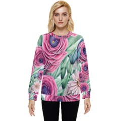 Majestic Watercolor Flowers Hidden Pocket Sweatshirt by GardenOfOphir