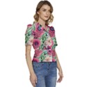 Majestic watercolor flowers Puffed Short Sleeve Button Up Jacket View3