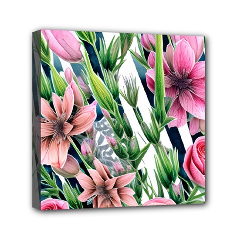 Sumptuous Watercolor Flowers Mini Canvas 6  X 6  (stretched) by GardenOfOphir