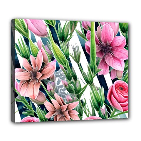 Sumptuous Watercolor Flowers Deluxe Canvas 24  X 20  (stretched) by GardenOfOphir