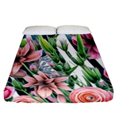 Sumptuous Watercolor Flowers Fitted Sheet (queen Size) by GardenOfOphir