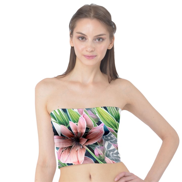 Sumptuous watercolor flowers Tube Top