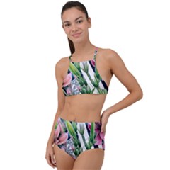 Sumptuous Watercolor Flowers High Waist Tankini Set by GardenOfOphir